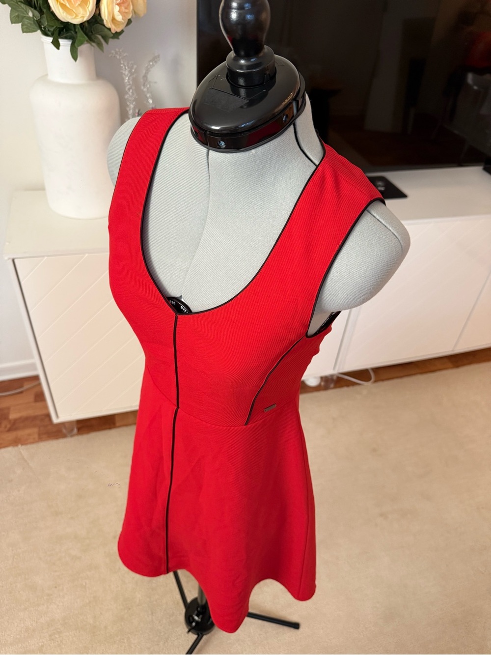 NWT Armani Exchange fit-and-flare Red Mini Dress 4 - Picture 8 of 14